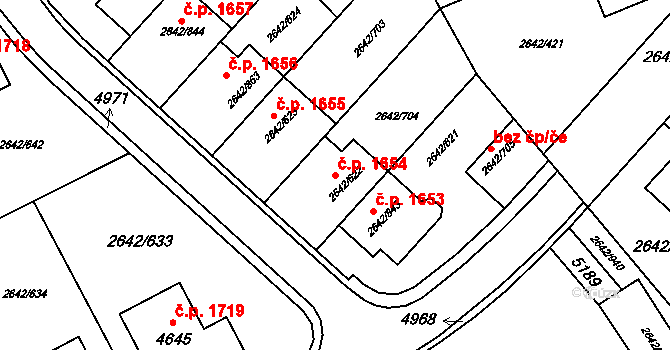 Kuřim 1654 na parcele st. 2642/622 v KÚ Kuřim, Katastrální mapa