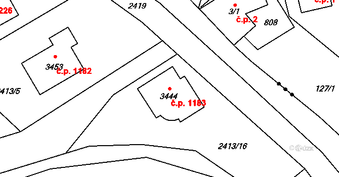 Litomyšl-Město 1183, Litomyšl na parcele st. 3444 v KÚ Litomyšl, Katastrální mapa