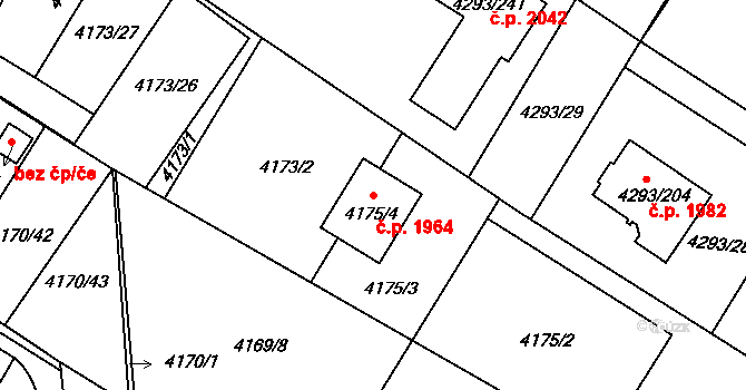 Hlučín 1964 na parcele st. 4175/4 v KÚ Hlučín, Katastrální mapa