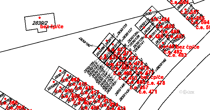 Rumburk 1 470, Rumburk na parcele st. 2830/100 v KÚ Rumburk, Katastrální mapa