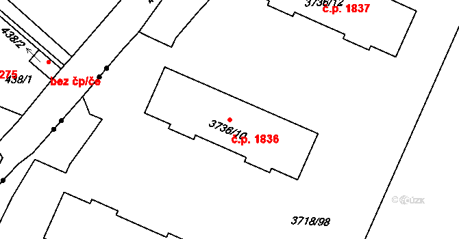 Předměstí 1836, Litoměřice na parcele st. 3736/10 v KÚ Litoměřice, Katastrální mapa