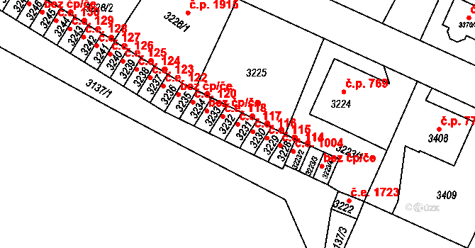 Děčín VI-Letná 117, Děčín na parcele st. 3231 v KÚ Podmokly, Katastrální mapa