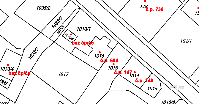 Polanka nad Odrou 604, Ostrava na parcele st. 1018 v KÚ Polanka nad Odrou, Katastrální mapa