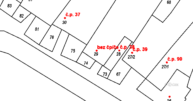 Čáslavice 38350271 na parcele st. 29 v KÚ Čáslavice, Katastrální mapa
