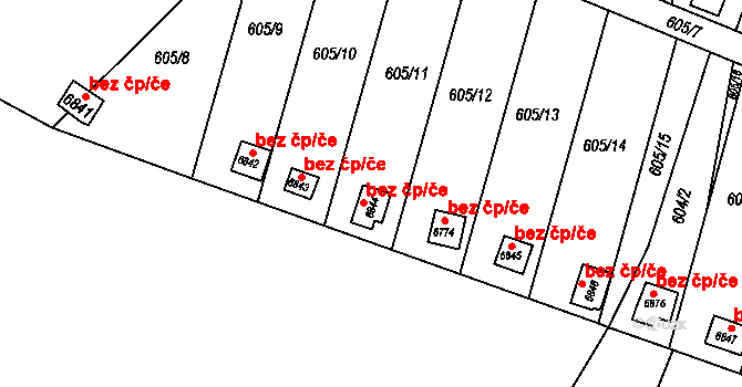 Třebíč 38387271 na parcele st. 6844 v KÚ Třebíč, Katastrální mapa