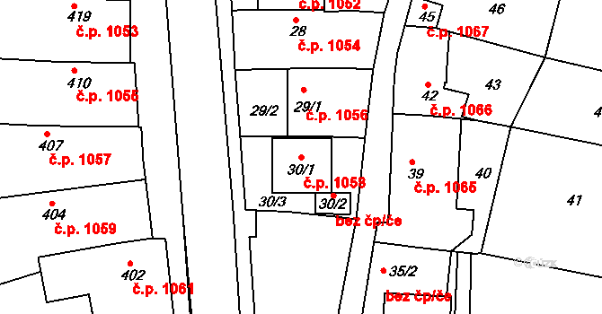 Brumov 1058, Brumov-Bylnice na parcele st. 30/1 v KÚ Brumov, Katastrální mapa