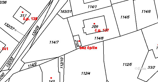 Krasíkov 39426271 na parcele st. 210 v KÚ Krasíkov, Katastrální mapa