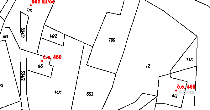 Třebušín 42486271 na parcele st. 6/1 v KÚ Horní Týnec, Katastrální mapa