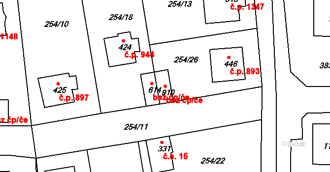 Rudná 42880271 na parcele st. 910 v KÚ Hořelice, Katastrální mapa