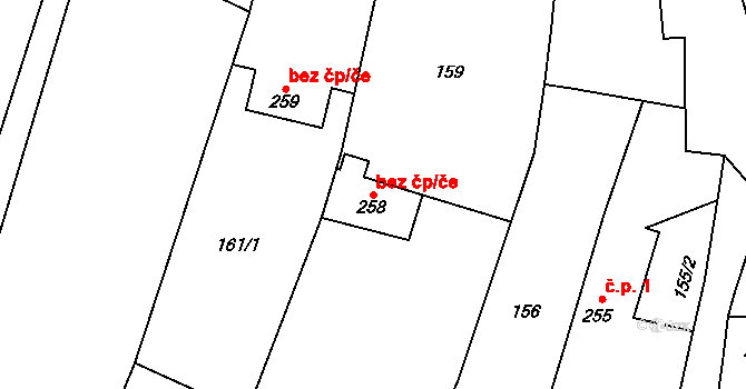 Žeravice 44581271 na parcele st. 258 v KÚ Žeravice u Kyjova, Katastrální mapa