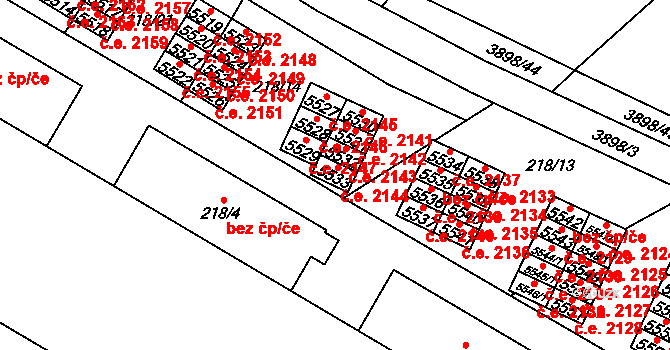 Řečkovice 2144, Brno na parcele st. 5533 v KÚ Řečkovice, Katastrální mapa