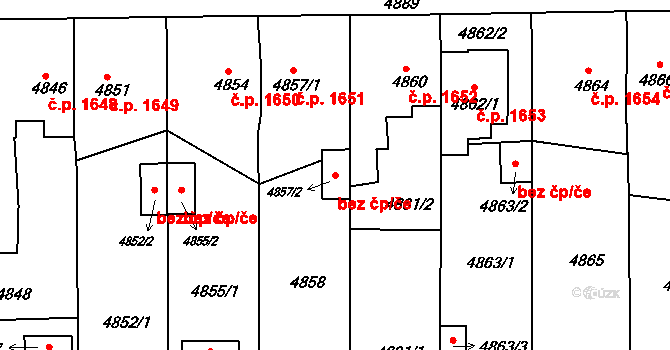 Krnov 45628271 na parcele st. 4857/2 v KÚ Krnov-Horní Předměstí, Katastrální mapa