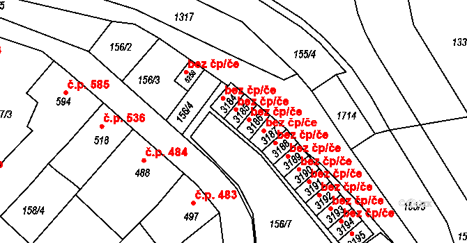 Blansko 46030271 na parcele st. 3185 v KÚ Blansko, Katastrální mapa