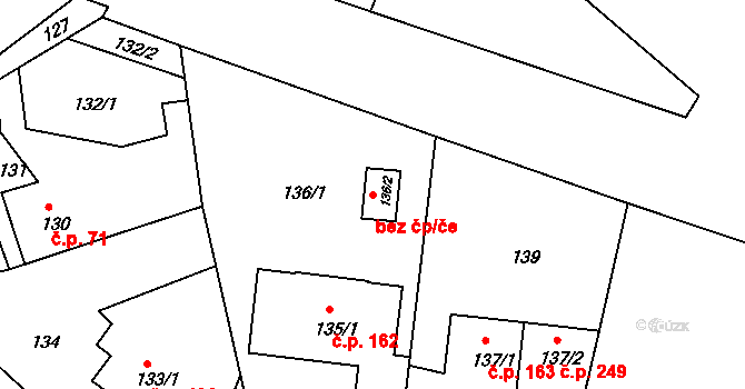 Lípa 47804271 na parcele st. 136/2 v KÚ Lípa nad Dřevnicí, Katastrální mapa