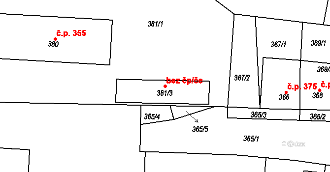 Teplice 48689271 na parcele st. 381/3 v KÚ Teplice-Řetenice, Katastrální mapa