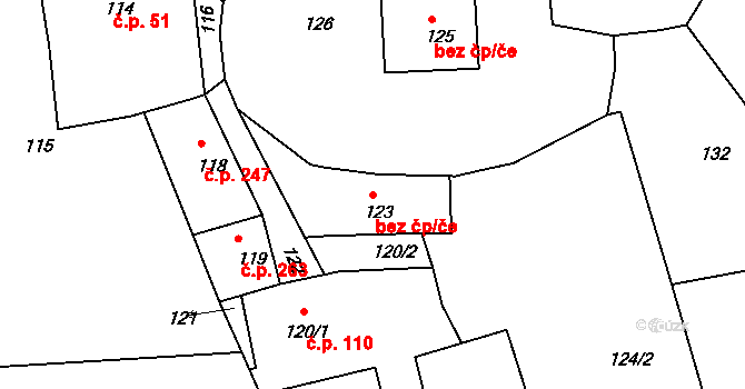 Zlín 48950271 na parcele st. 123 v KÚ Štípa, Katastrální mapa