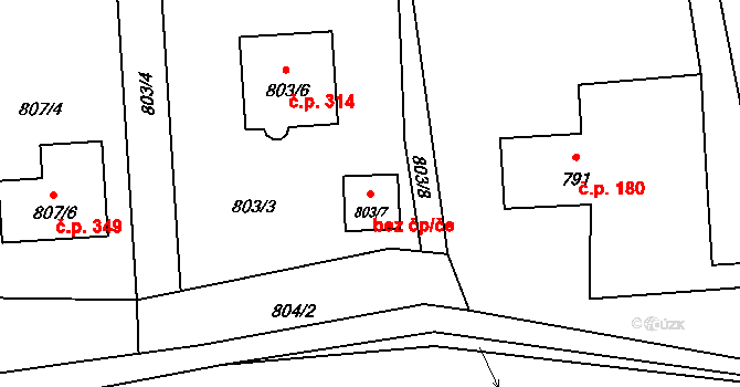 Bělotín 49033271 na parcele st. 803/7 v KÚ Bělotín, Katastrální mapa