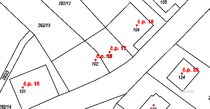 Dubová 17, Miřetice na parcele st. 103 v KÚ Havlovice u Miřetic, Katastrální mapa