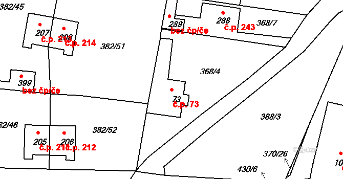 Mlékojedy 73, Neratovice na parcele st. 73 v KÚ Mlékojedy u Neratovic, Katastrální mapa