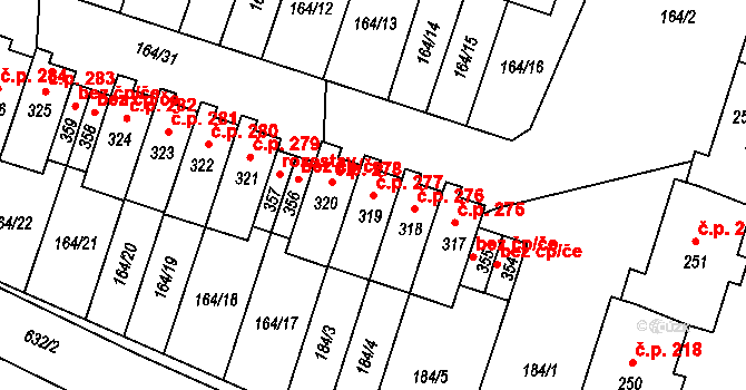 Středokluky 277 na parcele st. 319 v KÚ Středokluky, Katastrální mapa