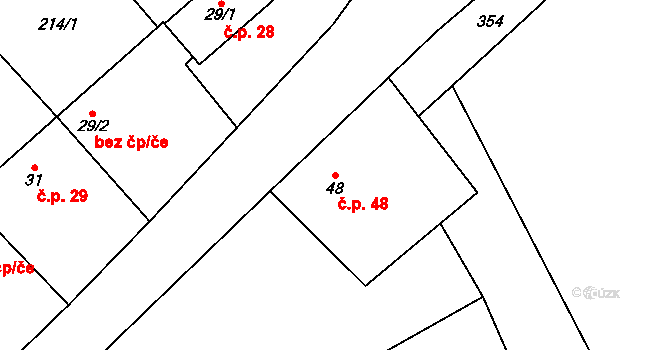 Lomnička 48, Plasy na parcele st. 48 v KÚ Lomnička u Plas, Katastrální mapa
