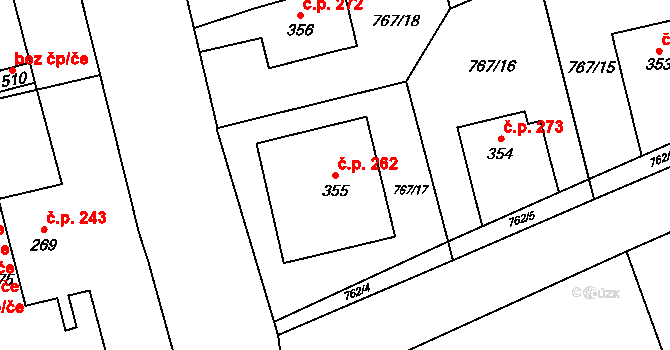 Velká Ledhuje 262, Police nad Metují na parcele st. 355 v KÚ Velká Ledhuje, Katastrální mapa