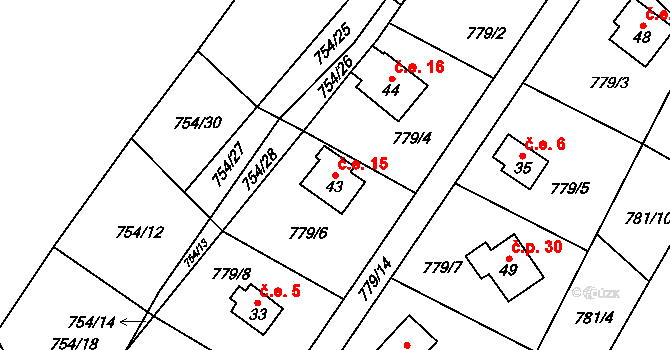 Klenovice 15, Všeruby na parcele st. 43 v KÚ Klenovice u Chrančovic, Katastrální mapa