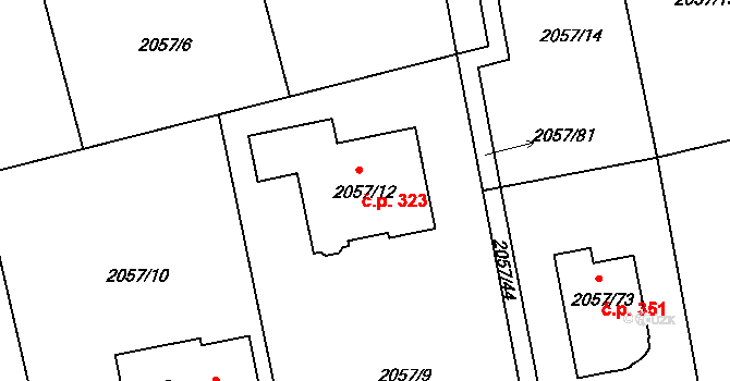 Strkov 323, Planá nad Lužnicí na parcele st. 2057/12 v KÚ Planá nad Lužnicí, Katastrální mapa