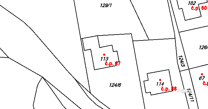 Osek 87 na parcele st. 113 v KÚ Osek u Radomyšle, Katastrální mapa