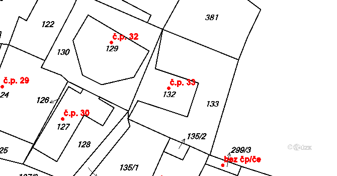 Rýdeč 33, Malečov na parcele st. 132 v KÚ Rýdeč, Katastrální mapa