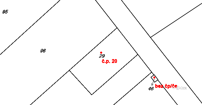 Opatovice 20, Světlá nad Sázavou na parcele st. 29 v KÚ Opatovice u Světlé nad Sázavou, Katastrální mapa
