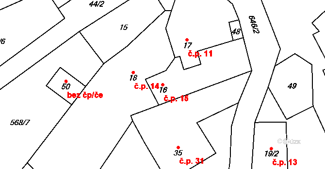 Spytice 15, Vilémov na parcele st. 16 v KÚ Spytice, Katastrální mapa