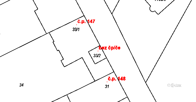 Hlízov 97475271 na parcele st. 33/2 v KÚ Hlízov, Katastrální mapa