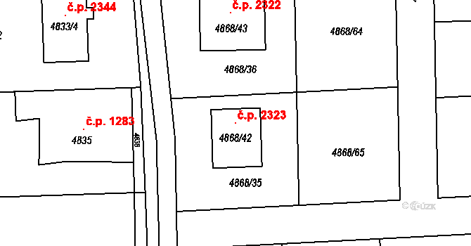 Rychvald 2323 na parcele st. 4868/42 v KÚ Rychvald, Katastrální mapa