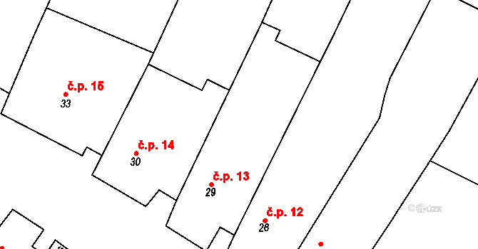 Bohutice 13 na parcele st. 29 v KÚ Bohutice, Katastrální mapa