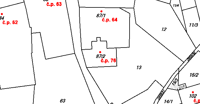 Korolupy 76 na parcele st. 87/2 v KÚ Korolupy, Katastrální mapa