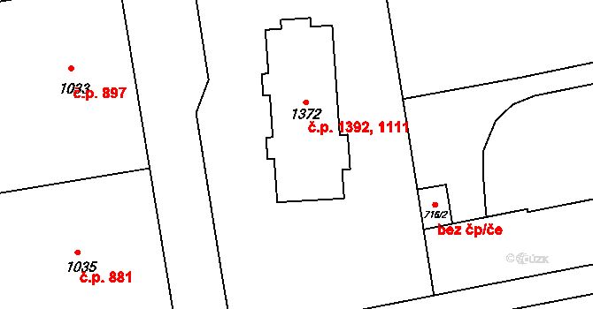Lipník nad Bečvou I-Město 1111,1392, Lipník nad Bečvou na parcele st. 1372 v KÚ Lipník nad Bečvou, Katastrální mapa