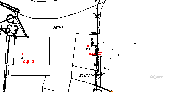 Lipina 27, Zbraslavice na parcele st. 31 v KÚ Lipina u Zruče nad Sázavou, Katastrální mapa