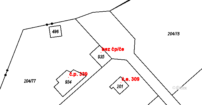 Starý Plzenec 116398272 na parcele st. 935 v KÚ Sedlec u Starého Plzence, Katastrální mapa