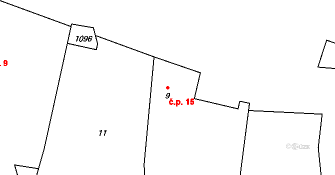 Měchov 15, Otročín na parcele st. 9 v KÚ Měchov, Katastrální mapa
