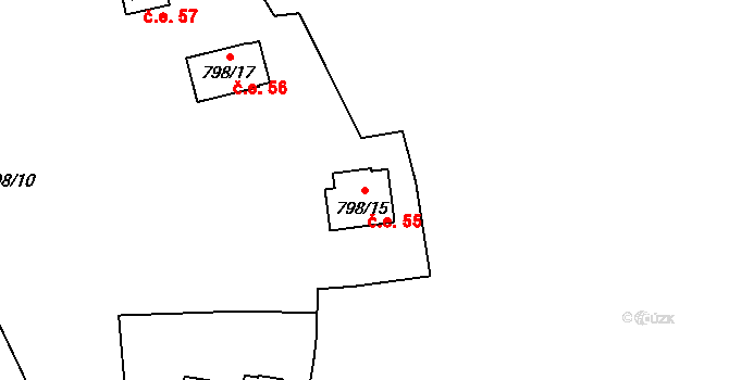 Vrané nad Vltavou 55 na parcele st. 798/15 v KÚ Vrané nad Vltavou, Katastrální mapa