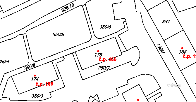 Holoubkov 165 na parcele st. 175 v KÚ Holoubkov, Katastrální mapa