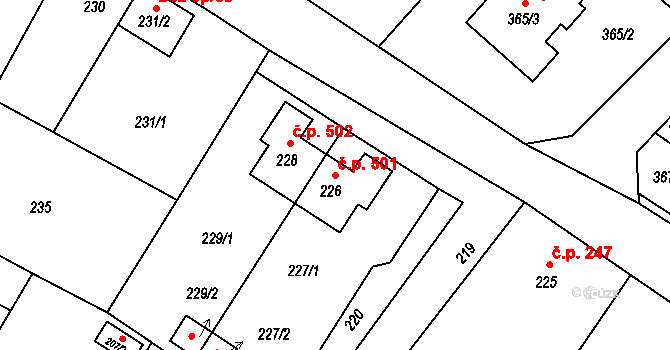 Vrbno pod Pradědem 501 na parcele st. 226 v KÚ Vrbno pod Pradědem, Katastrální mapa