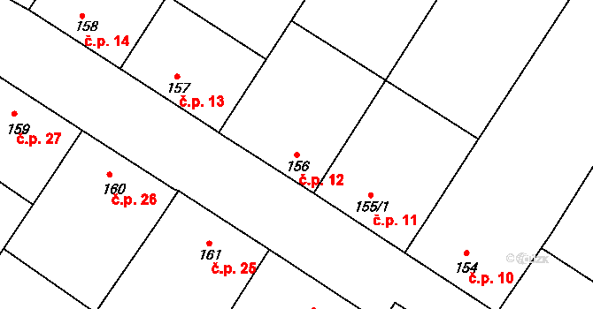 Marianín 12, Lipovec na parcele st. 156 v KÚ Lipovec u Blanska, Katastrální mapa