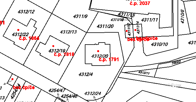 Boskovice 1791 na parcele st. 4312/20 v KÚ Boskovice, Katastrální mapa
