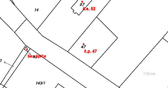 Štít 47, Klamoš na parcele st. 47 v KÚ Štít, Katastrální mapa