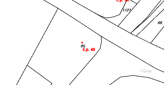 Keteň 40, Jičíněves na parcele st. 85 v KÚ Keteň, Katastrální mapa