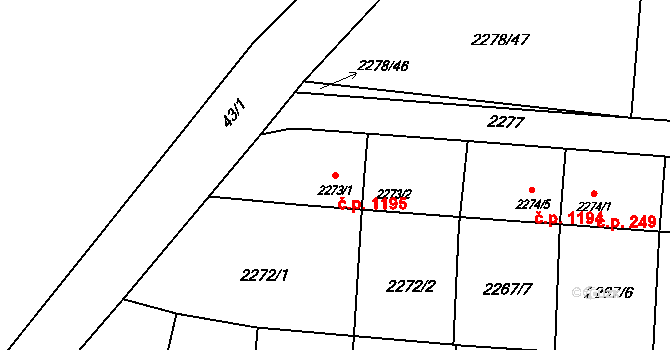 Petřvald 1195 na parcele st. 2273/1 v KÚ Petřvald u Karviné, Katastrální mapa