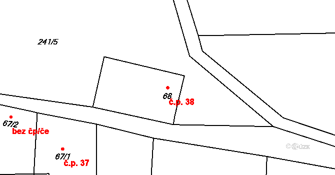Lázy 38, Loučka na parcele st. 68 v KÚ Lázy u Valašského Meziříčí, Katastrální mapa