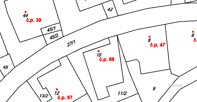Hrdlořezy 66, Suchdol nad Lužnicí na parcele st. 10 v KÚ Hrdlořezy u Suchdola nad Lužnicí, Katastrální mapa